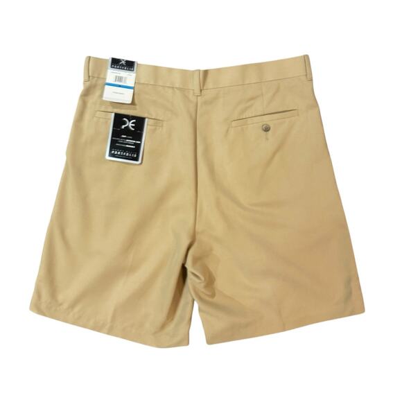 NWT Perry Ellis Portfolio 9” Shorts Mens Size 36 Pleated Front Beige Khaki NEW - Picture 2 of 12